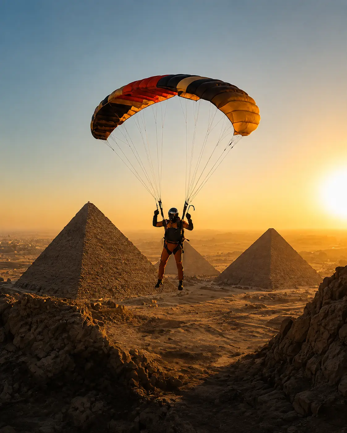 Skydiving over the pyramids